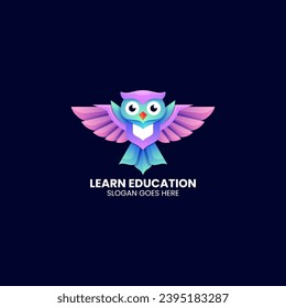 Vector Logo Illustration Owl Gradient Colorful Style