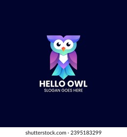 Estilo de color de gradiente de búho con logotipo vector