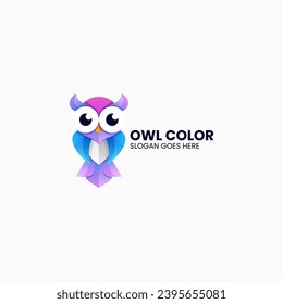 Vector Logo Illustration Owl Gradient Colorful Style