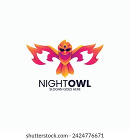 Vector Logo Ilustración Lechuza Gradiente Colorido Estilo