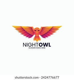 Vector Logo Illustration Owl Gradient Colorful Style