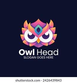 Vector Logo Illustration Owl Gradient Colorful Style