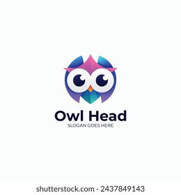 Vector Logo Illustration Owl Gradient Colorful Style