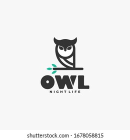 Vector Logo Illustration Owl Line Art Style.