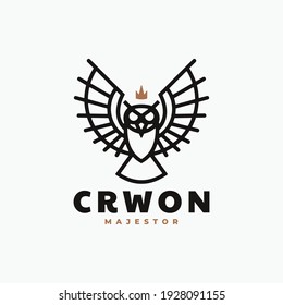 Vector Logo Illustration Owl Line Art Style.