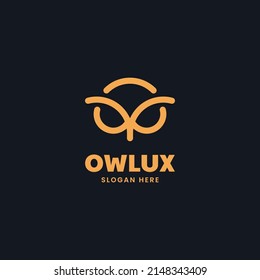 Estilo de arte de la línea de búho con logotipo vector