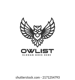 Vector Logo Illustration Owl Line Art Style.
