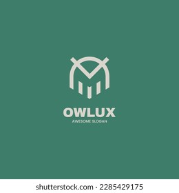 Estilo de arte de la línea de búho con logotipo vector