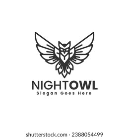 Vector Logo Illustration Owl Line Art Style