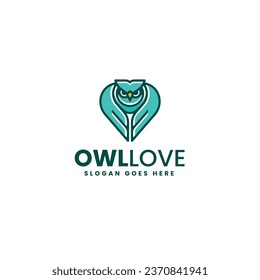 Vector Logo Illustration Owl Love Simple Mascot Style