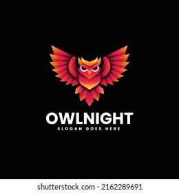 Logotipo vectorial Ilustración Estilo colorido gradiente nocturno de búho.