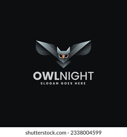 Vector Logo Illustration Owl Night Gradient Colorful Style.