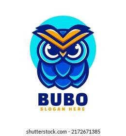 Vector Logo Illustration Owl Simple Mascot Style.