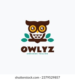 Vector Logo Illustration Owl Simple Mascot Style.