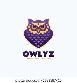 Vector Logo Illustration Owl Simple Mascot Style.