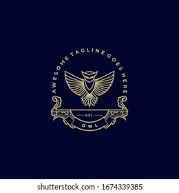 Estilo de distintivo vintage con logotipo vintage Illustration Owl.