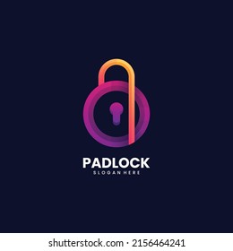 Vector Logo Illustration Padlock Gradient Colorful Style.