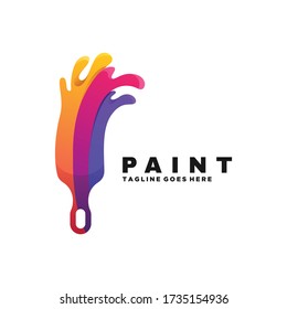 Vector Logo Illustration Paint Gradient Colorful Style.