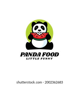 Vector Logo Illustration Panda Food Mascot Cartoon Style.