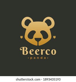 Vector Logo Illustration Panda Gradient Colorful Style.