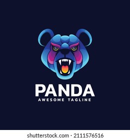 Vector Logo Illustration Panda Gradient Colorful Style.