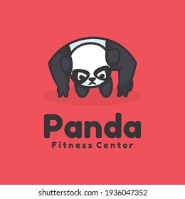Vector Logo Illustration Panda Mascot Cartoon Style.