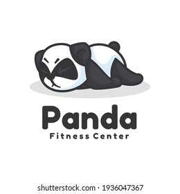 Vector Logo Illustration Panda Mascot Cartoon Style.