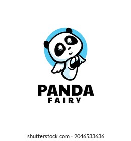 Vector Logo Illustration Panda Mascot Cartoon Style.