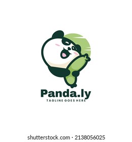 Logo Vector Ilustración Estilo de caricatura Panda Mascot.