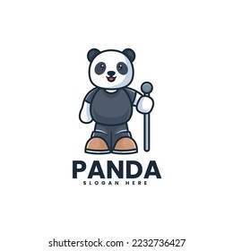 Logo Vector Ilustración Estilo de caricatura Panda Mascot.