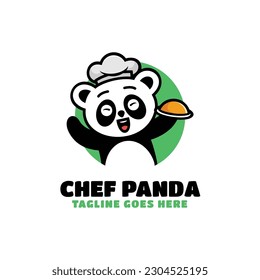 Vector Logo Illustration Panda Mascot Cartoon Style.