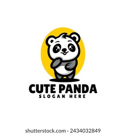 Vector Logo Illustration Panda Mascot Cartoon Style