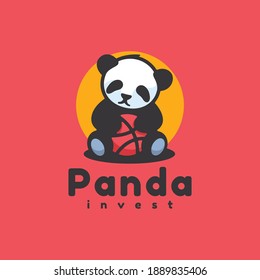 Vector Logo Illustration Panda Simple Mascot Style.