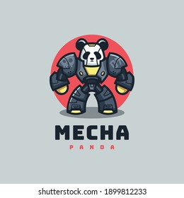 Vektorlogo Illustration Panda Simple Mascot Style.