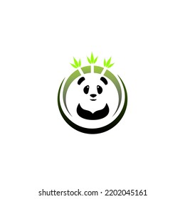 Vector Logo Illustration Panda Simple Mascot Style.