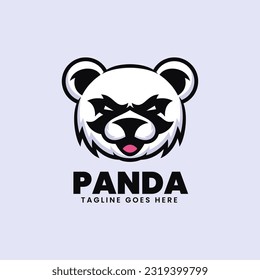 Vector Logo Illustration Panda Simple Mascot Style.