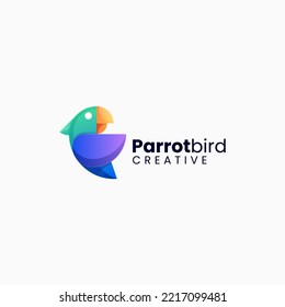 Vector Logo Illustration Parrot Bird Gradient Colorful Style.