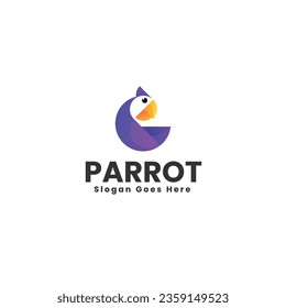 Vector Logo Illustration Parrot Bird Gradient Colorful Style