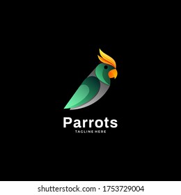 Vector Logo Illustration Parrot Gradient Colorful Style.