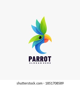 Vector Logo Illustration Parrot Gradient Colorful Style.
