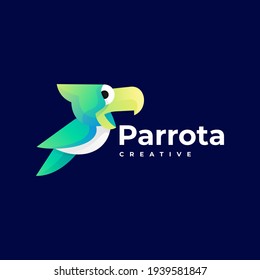 Vector Logo Illustration Parrot Gradient Colorful Style.