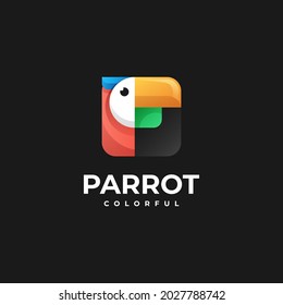 Vector Logo Illustration Parrot Gradient Colorful Style.