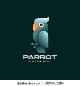 Vector Logo Illustration Parrot Gradient Colorful Style.