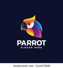 Vector Logo Illustration Parrot Gradient Colorful Style.