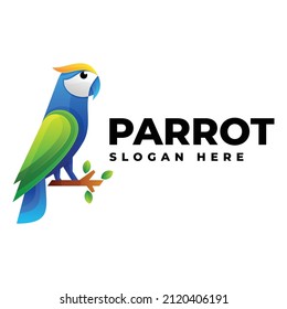 Vector Logo Illustration Parrot Gradient Colorful Style.