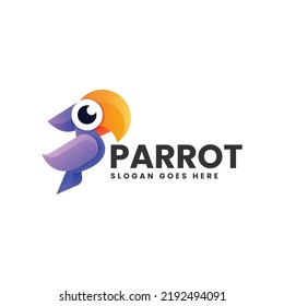 Vector Logo Illustration Parrot Gradient Colorful Style.