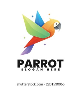 Vector Logo Illustration Parrot Gradient Colorful Style.