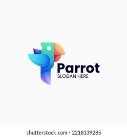 Vector Logo Illustration Parrot Gradient Colorful Style.