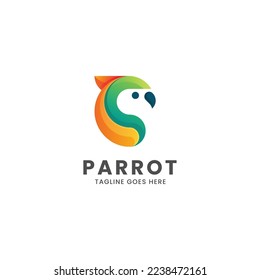 Vector Logo Illustration Parrot Gradient Colorful Style.