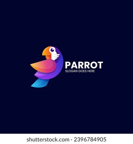 Vector Logo Illustration Parrot Gradient Colorful Style